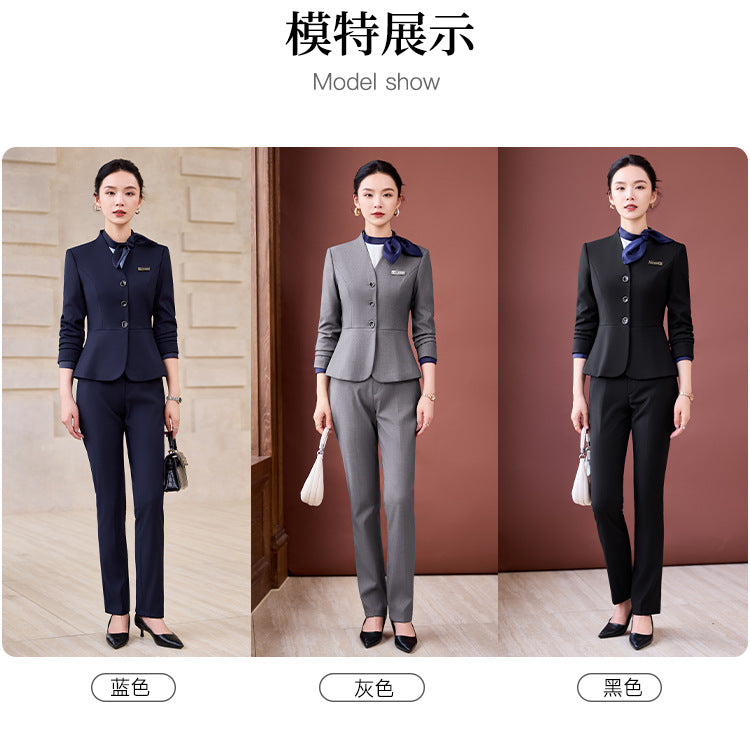 Gray Suit Suit for Women 2025 New Spring & Fall High-End Business Attire Formal Hotel Front Desk Manager Work Clothes