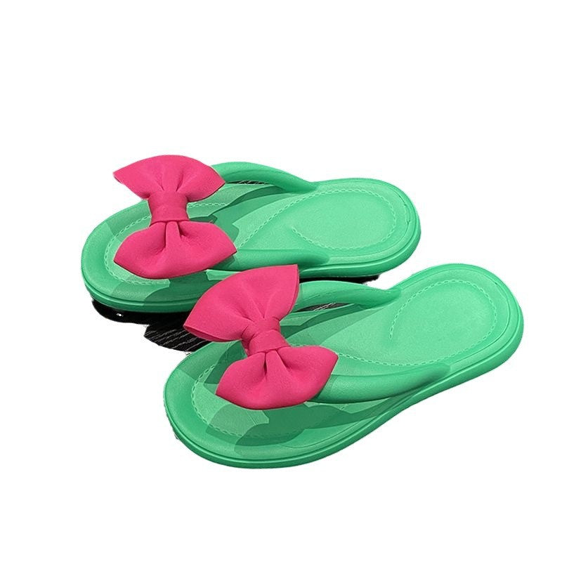 Slippers Eva Deodorant Thick Bottom Slippers Dung Feeling Soft Slippers Home Beach Bow Flip Flops in stock Wholesale