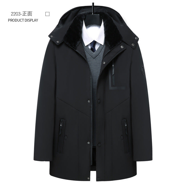 Middle-Aged and Elderly Men's down Jackets, Dad's Thickeneded Warm Cotton Jackets 2025 New Winter Mid-Length Cotton Jackets for Men