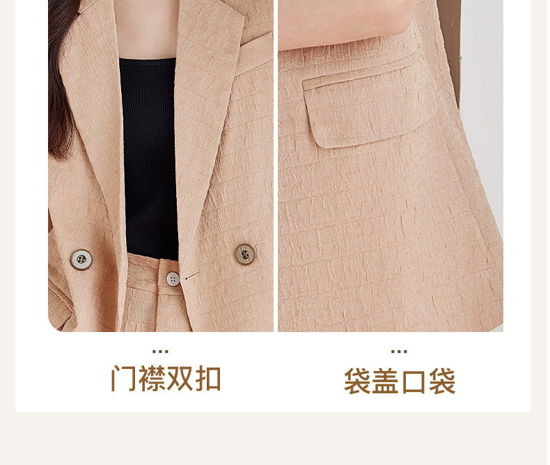 Black Short-Sleeved Suit Jacket for Women 2025 New Summer Thin Fashion Casual High-End Loose Shorts Suit