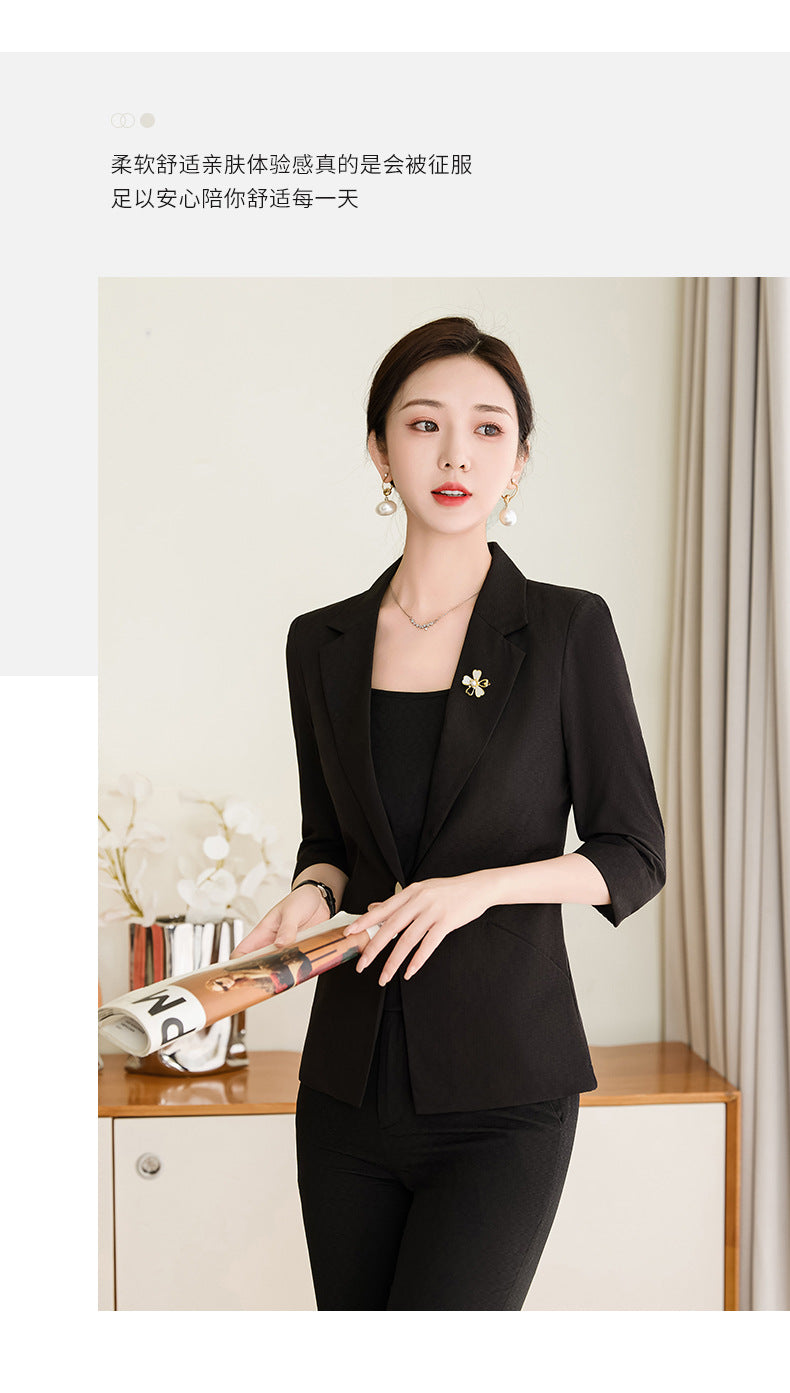 Pink Mid-Sleeve Suit for Women 2025 New Summer Thin Business Attire Elegant Beauty Salon Front Desk Work Clothes