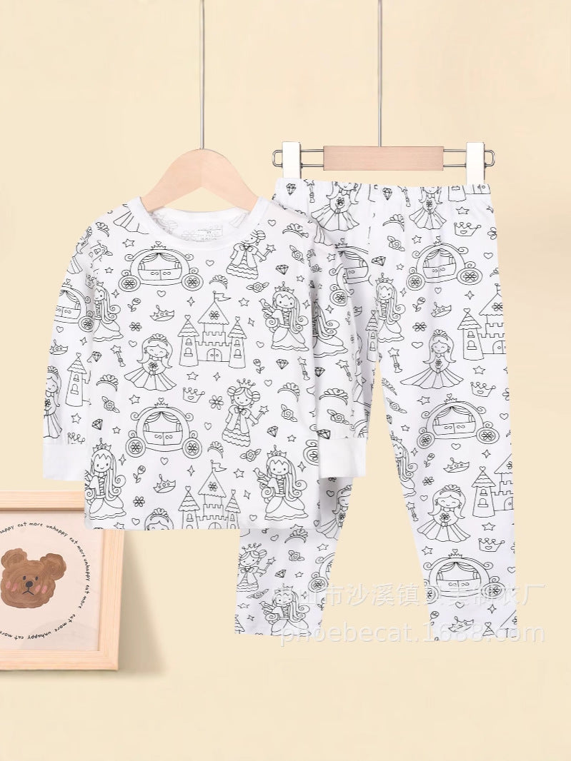 Foreign Trade Independent Stand Pull-Up Cotton Girls Sketch Coloring Comfortable Kidsren's Set Fun DIY Hand-Painted Class a Graffiti