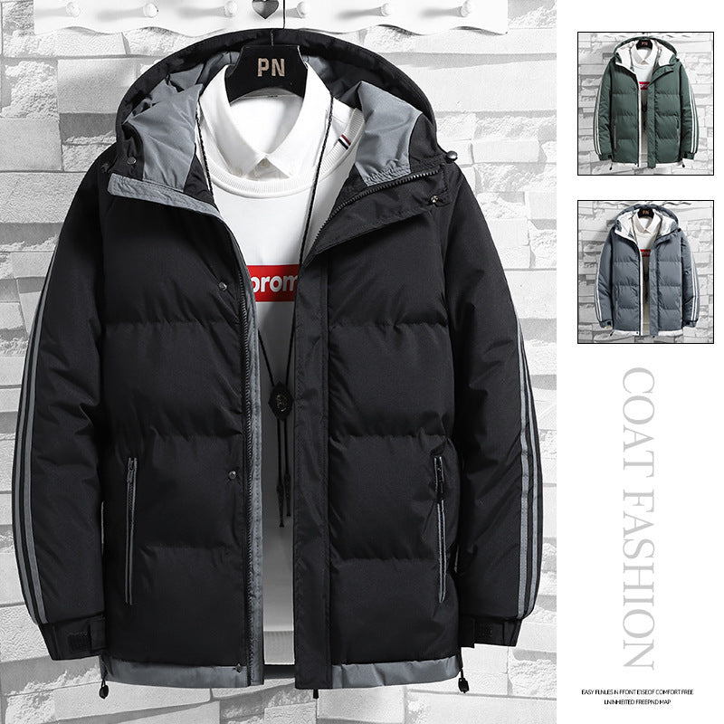 Cross-border New Winter Down Cotton-padded Jacket Young and Middle-aged Men's Thickened Warm Cotton-padded Jacket Hooded Cotton-padded Jacket Men's Clothing