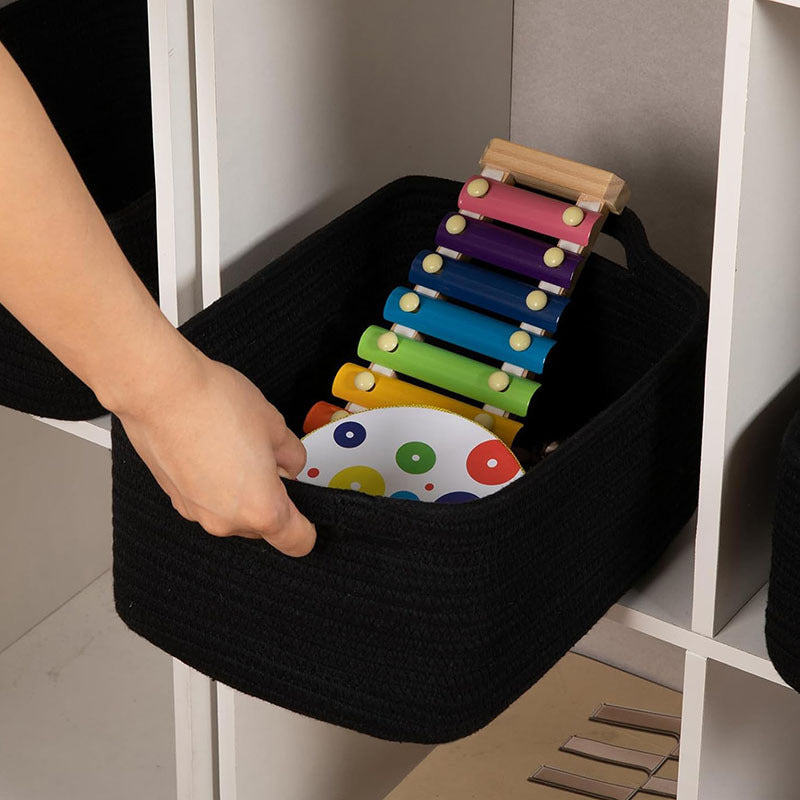 Amazon Rectangular Cotton Rope Storage Basket Storage Basket Storage Basket for Living Room Toys and Miscellaneous Items Cotton Rope Woven