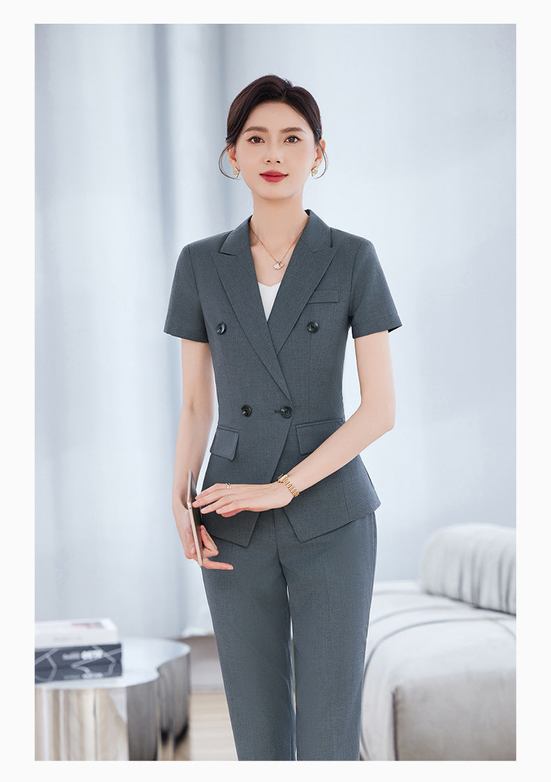High-End Short-Sleeved Suit for Women 2025 Summer New Style Professional Wear Hotel Manager Bank Work Clothes