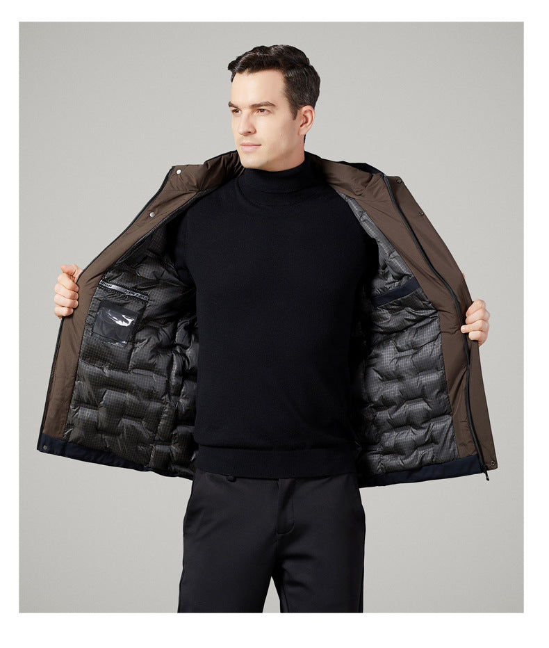 Authentic Men's Cotton Coat for Autumn and Winter, New Trendy Business Casual Loose Hooded Cotton Jacket, Thickened and Warm