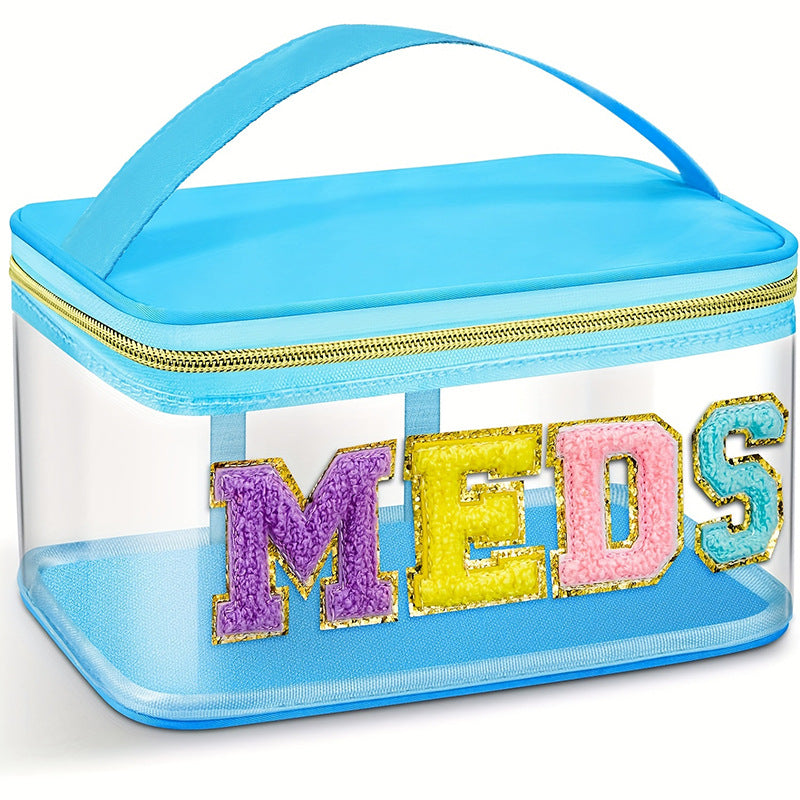 Amazon embroidery storage bag cross-border PVC transparent letters cosmetic bag travel wash bag large capacity cosmetic bag