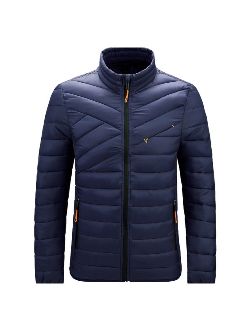 Cross-Border Cotton Coat Men's New Stand-Up Collar Cotton Jacket Simple Men's Clothing Imitation down Casual Jacket Amazon Cotton Coat