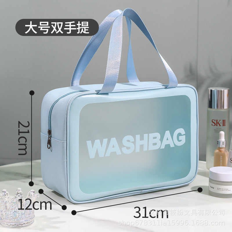 Korean Satchel Cosmetic Bag Pvc Dry and Wet Separation Toiletry Bag Satchel Waterproof Bath and Swimming Frosted Storage Bag