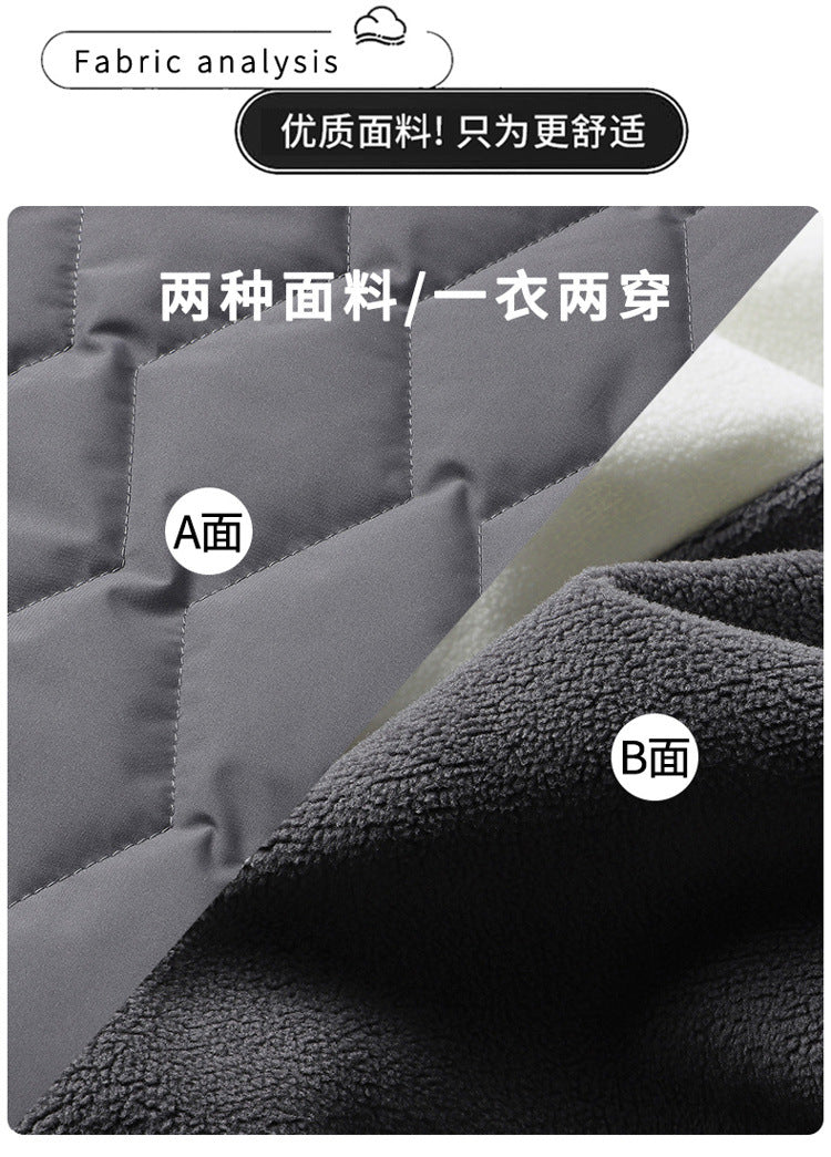 Double-sided stand collar cotton-padded jacket jacket men's winter fleece-lined thickened cotton-padded jacket fashion brand relaxed-fit warm bread suit for lovers