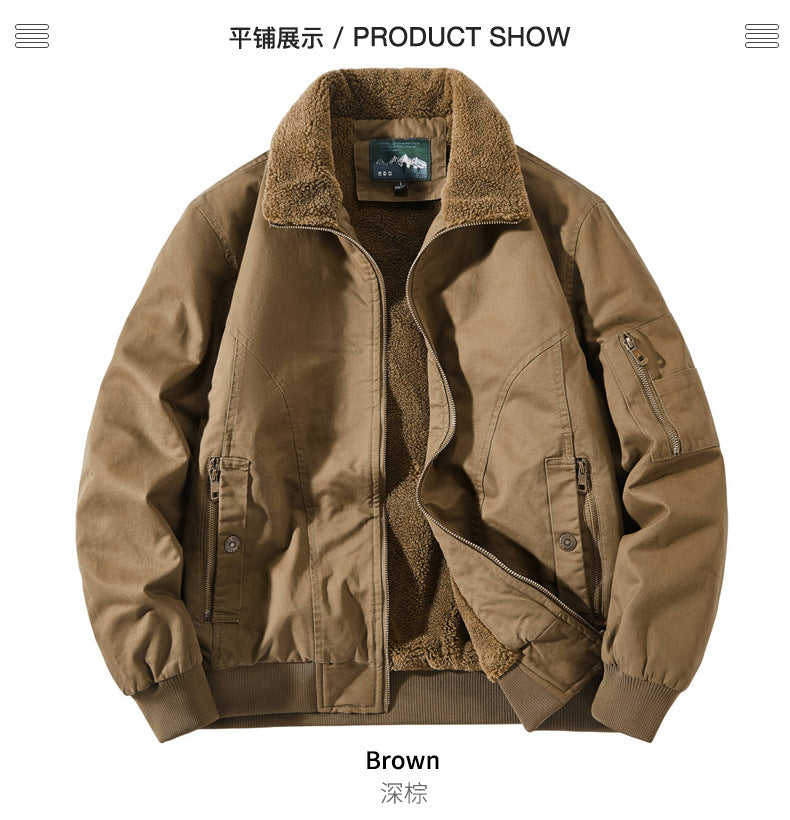 Factory Direct Sales Winter Velvet Men's Cotton-Padded Workwear Cotton-Padded Jacket Pilot Cotton-Padded Jacket 68C16
