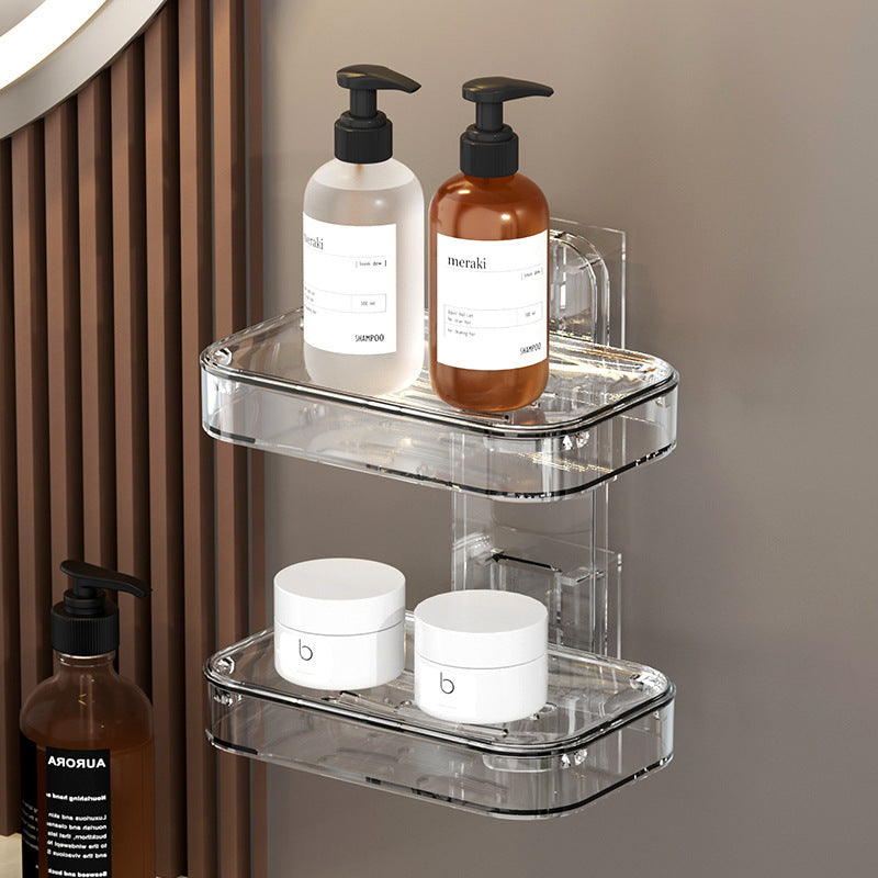 Light Luxury Soap Box Suction Cup Wall-mounted Non-perforated Draining Toilet Drainage Soap Box Rack Household Bathroom