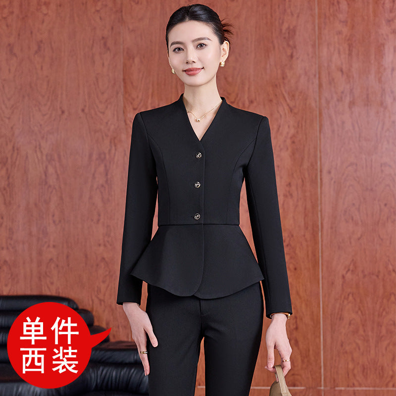 Dark Blue Suit Suit for Women 2025 Autumn and Winter New Professional Formal Wear Fashionable Workwear Jewelry Store Work Clothes