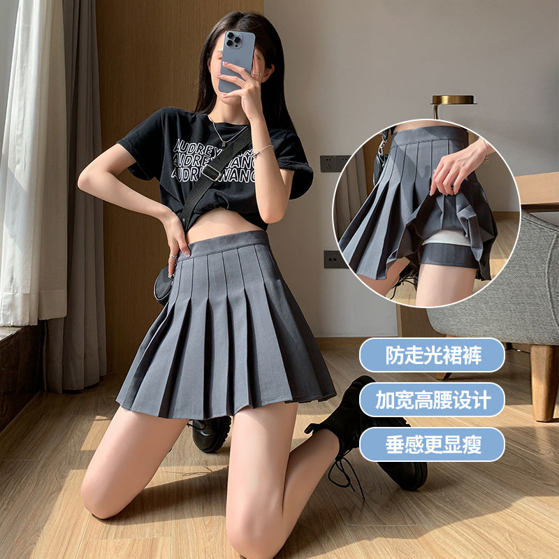 Half-Length Pleated Skirt Spring and Summer 2026 New Style Black Plus Size Autumn and Winter Plaid Korean Style High-Waisted A-Line Short Skirt