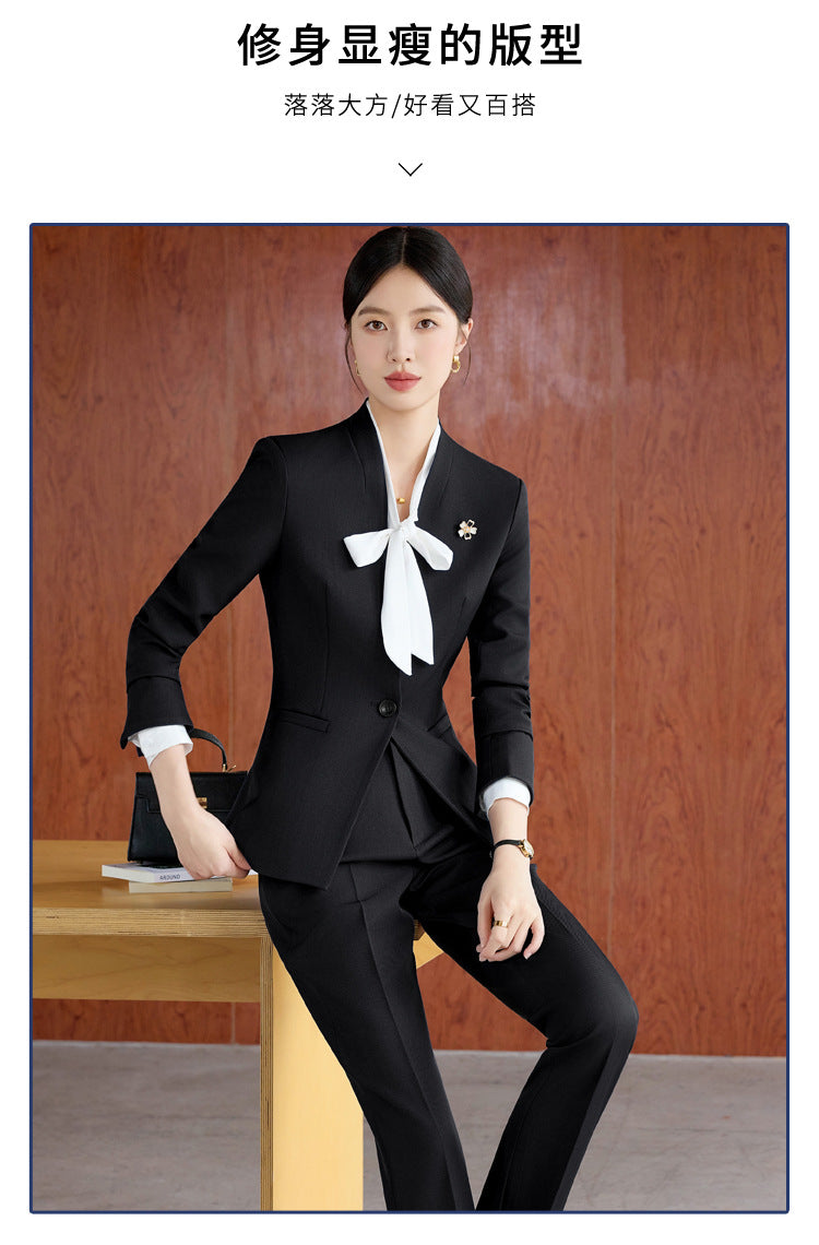High-End Spring & Fall Hotel Front Desk Professional Wear Long-Sleeved Sales Department Reception 4S Store Sales Consultant Fashion Suit Suit