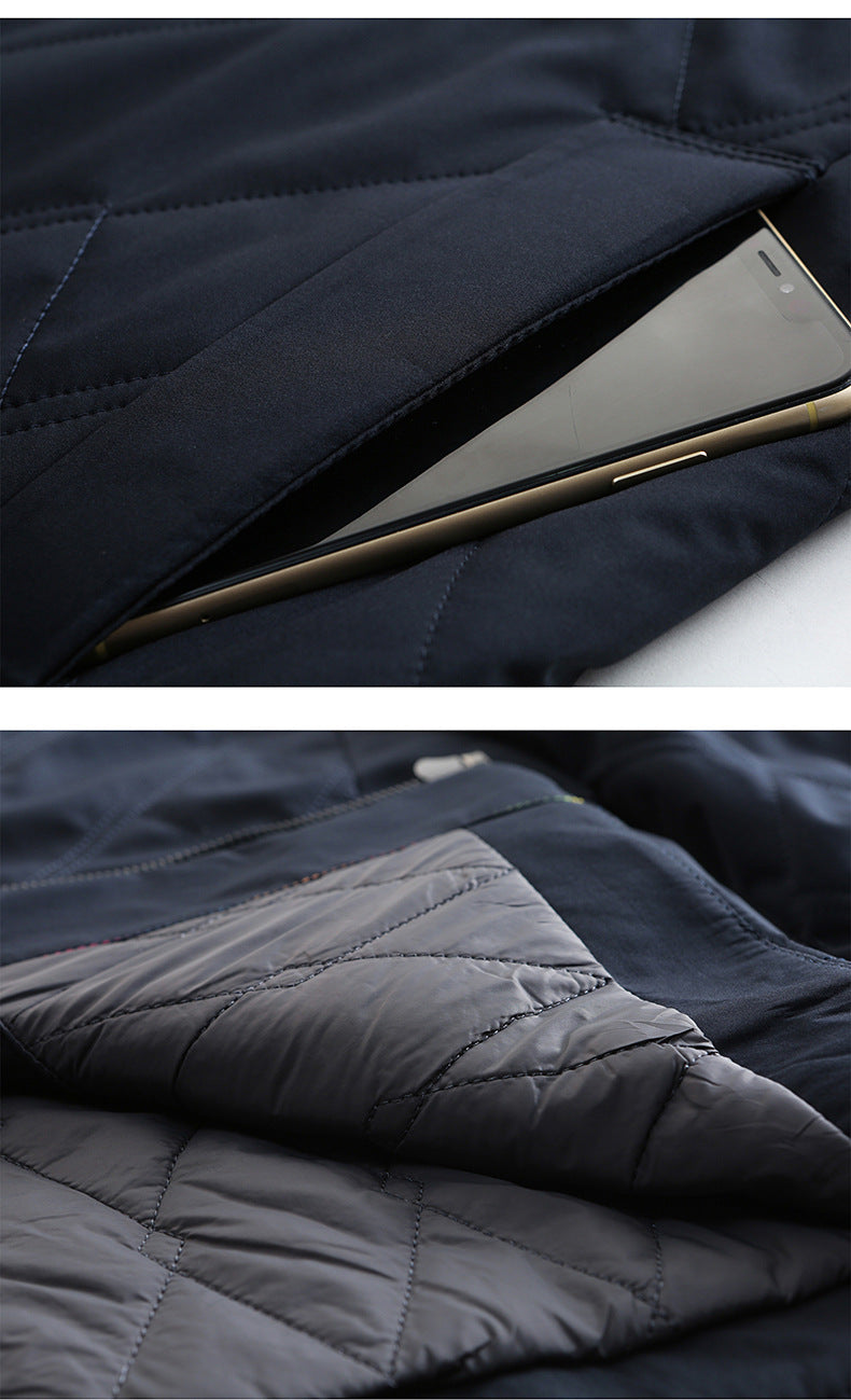 Middle-Aged Men's Jacket 2025 Winter New Style Lapel Middle-Aged Dad's Cotton-Padded Jacket Business Casual Men's Jacket Dropshipping