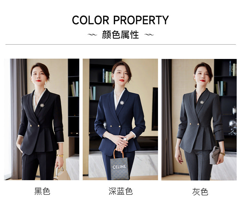 Cross-border High-end Professional suit Women's New Double-breasted Suit Fashion Elegant Goddess Style Work Clothes Interview Dress