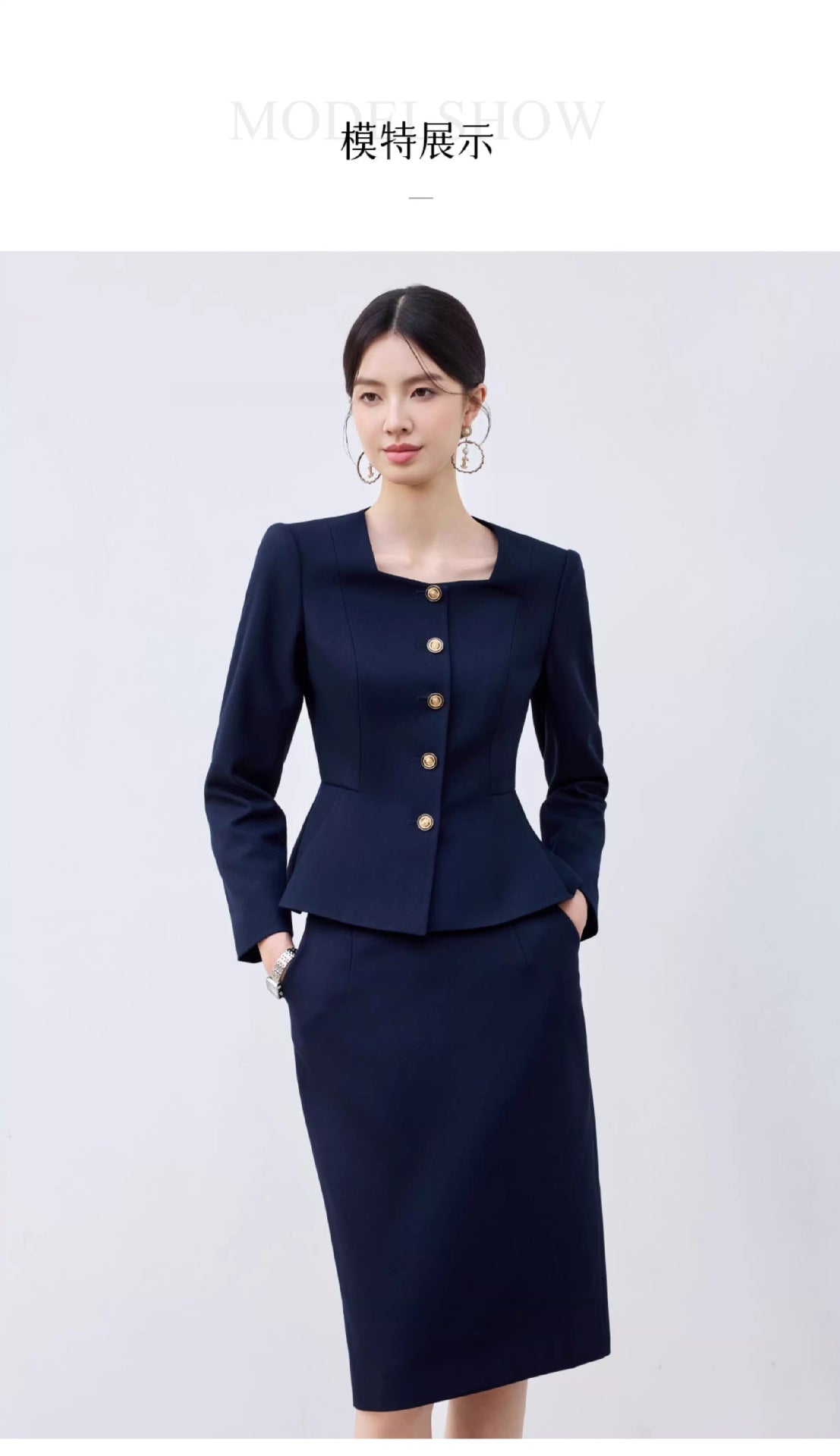 Aishangchen's High-End Navy Blue Suit Is Elegant and Versatile, Hotel Manager's Front Desk Formal Occasion Professional Wear