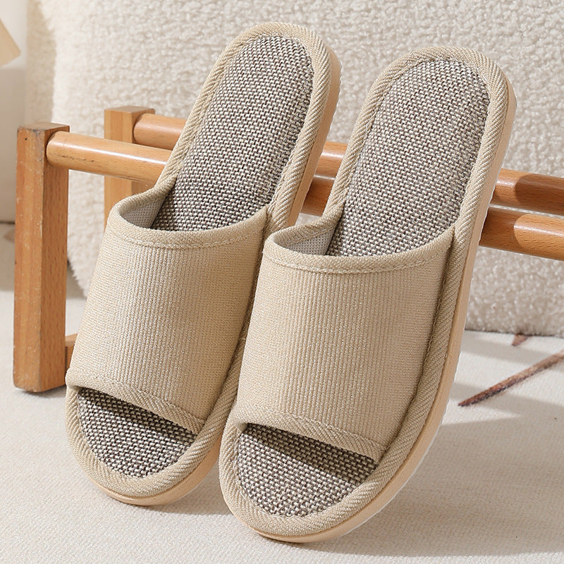 Linen Slippers for Women in Spring & Fall Seasons Indoor Household Cotton and Linen Slippers for Home Non-Slip Summer Male Couple Wholesale