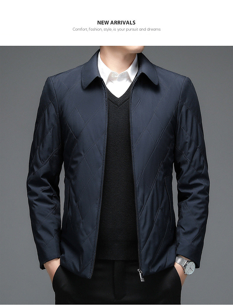 Middle-Aged Men's Jacket 2025 Winter New Style Lapel Middle-Aged Dad's Cotton-Padded Jacket Business Casual Men's Jacket Dropshipping