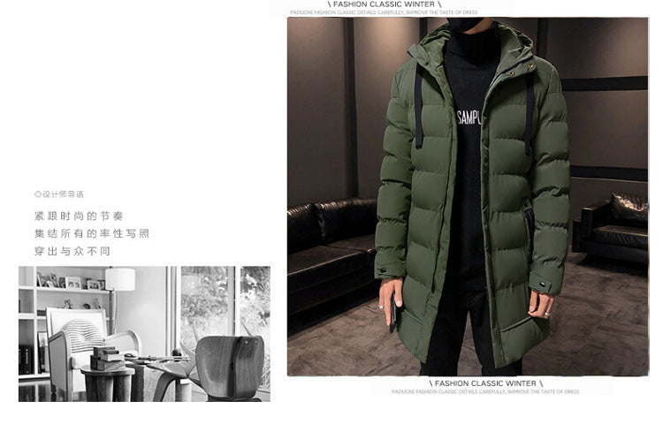 Mid-Length Cotton Outwear Men's Winter Jacket 2025 New Thickeneded Hooded Cotton Jacket Men's Korean Style Trendyy Cotton Jacket
