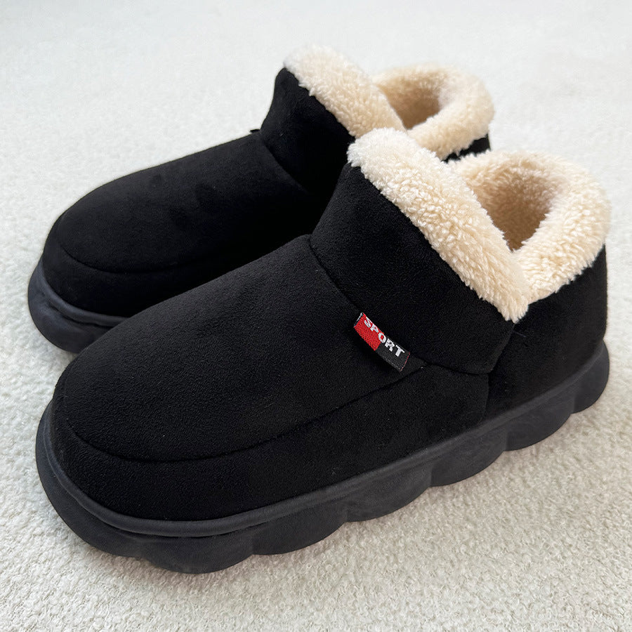 2024 cross-border foreign trade in stock old cotton shoes men and women winter wear bag heel fleece-lined indoor warm thick-soled cotton shoes men