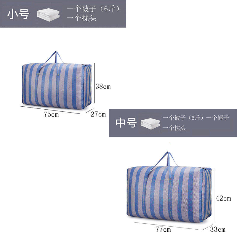 Nylon Woven Bag Student Moving Bag Large Capacity Luggage Moving Bag Blue and White Strip Packing Snakeskin Bag