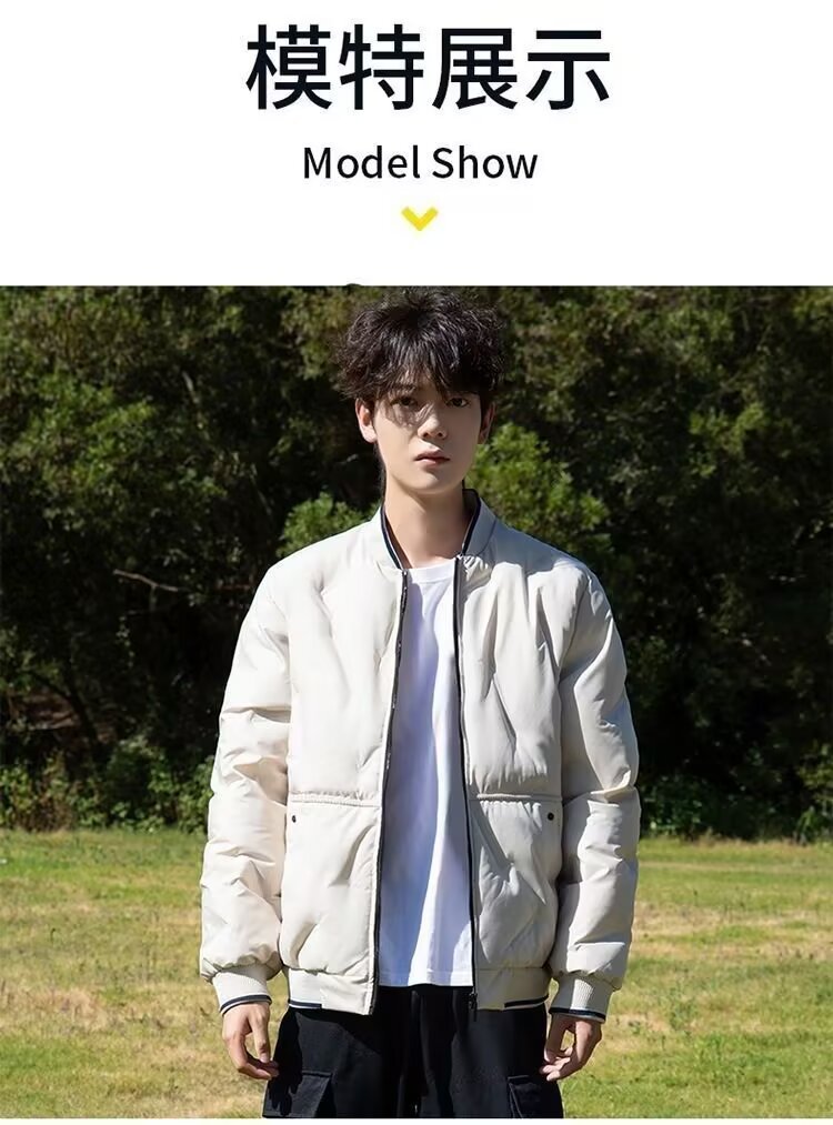 Men's Oversized Trendy Cotton Jacket for Autumn and Winter, New Fashion Baseball Jacket, Warm Thick Coat