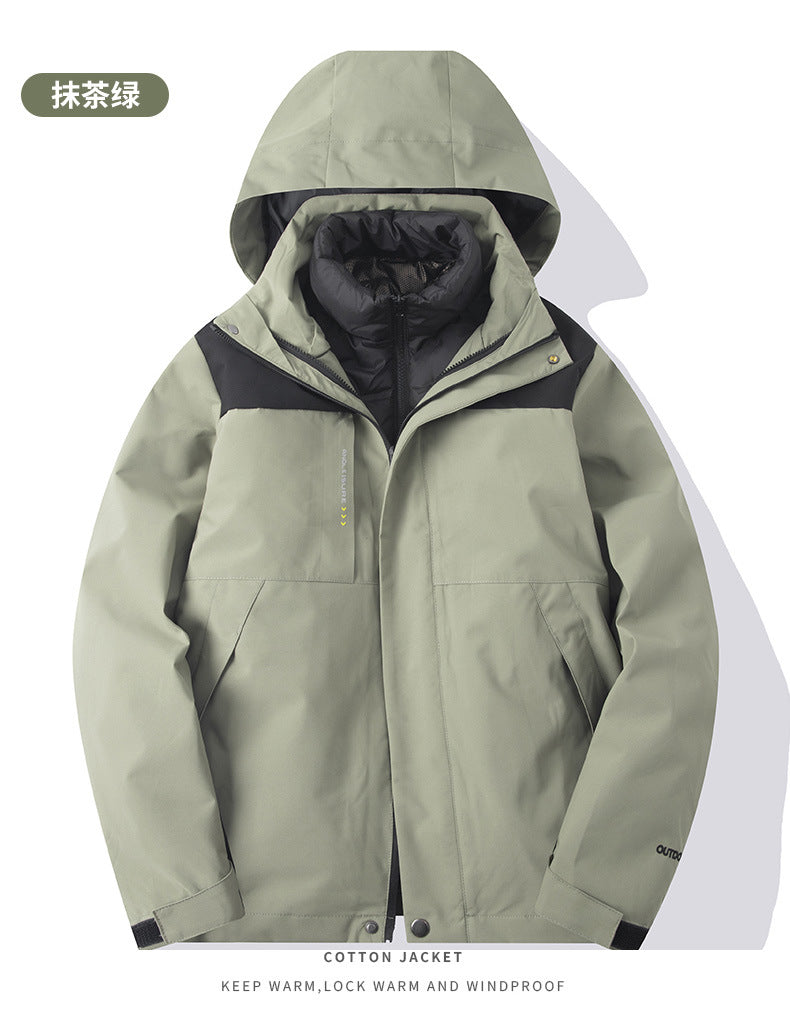 Workwear Custom Logo Winter Three-In-One Jacket for Men and Women, Removable Windproof and Waterproof Jacket with Cotton Lining