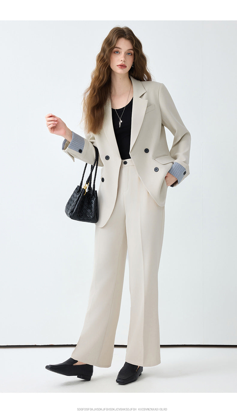 High-End Blazer Women's Autumn Professional Wear Elegant Goddess Style Classy Loose Casual Wide-Leg Pants Suit