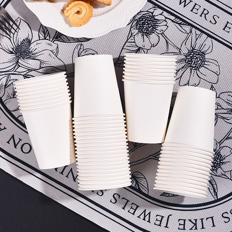 Paper Cups, Kraft Paper Coffee Cups with Lids, Wholesale Natural Pulp Water Cups, Commercial Disposable Cups with Printed Logo