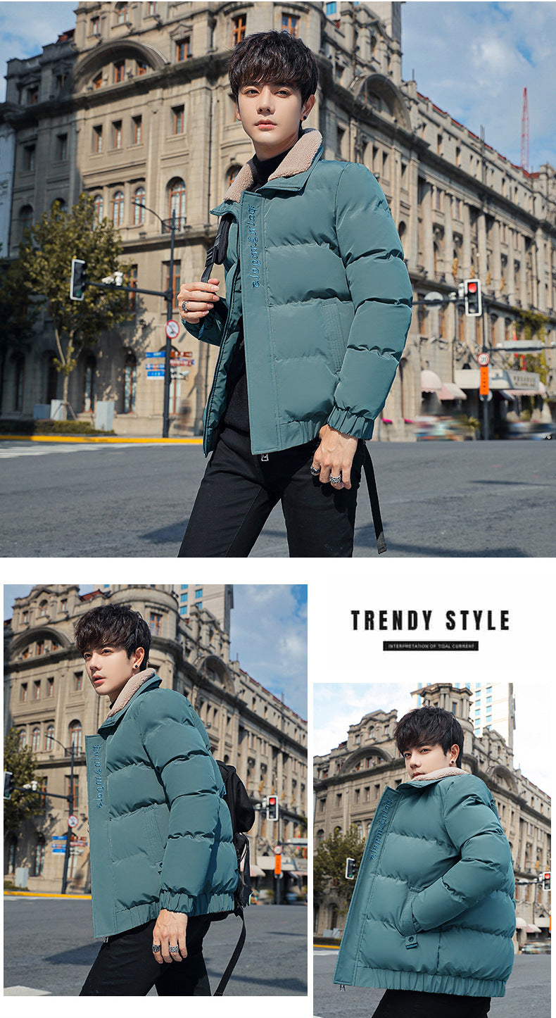 2025 Winter Cotton Jacket for Men, Fashionable and Popular Stand-Up Collar Windproof Cotton Coat, Trendy Korean Style Handsome Short Jacket for Students