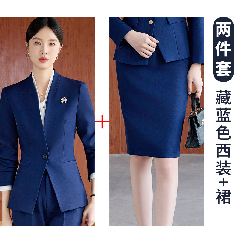 High-End Spring & Fall Hotel Front Desk Professional Wear Long-Sleeved Sales Department Reception 4S Store Sales Consultant Fashion Suit Suit