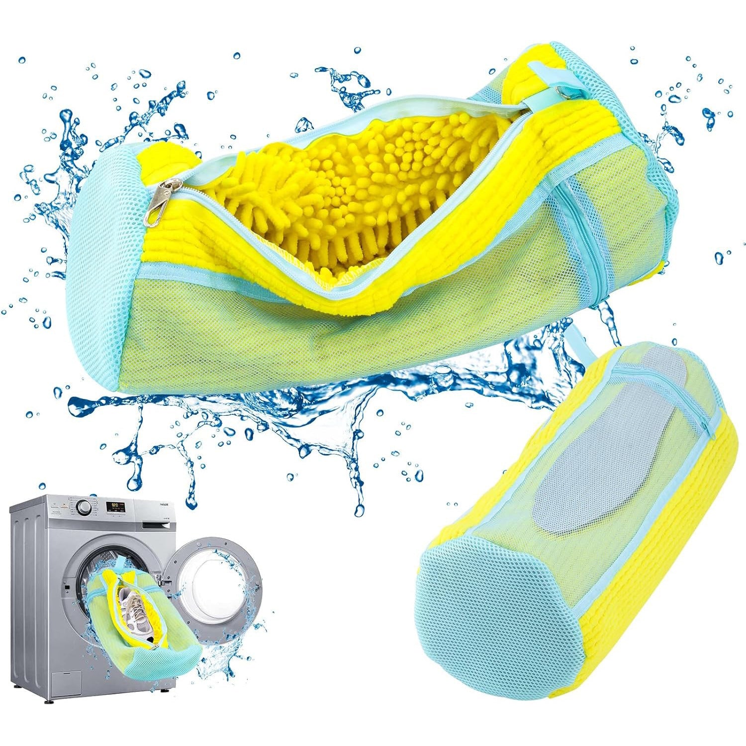 New Amazon Shoe Washing Bag with Lock, Single-Sided Mesh Chain for Laundry, Thickened Lazy Shoe Washing Bag, Machine Washable