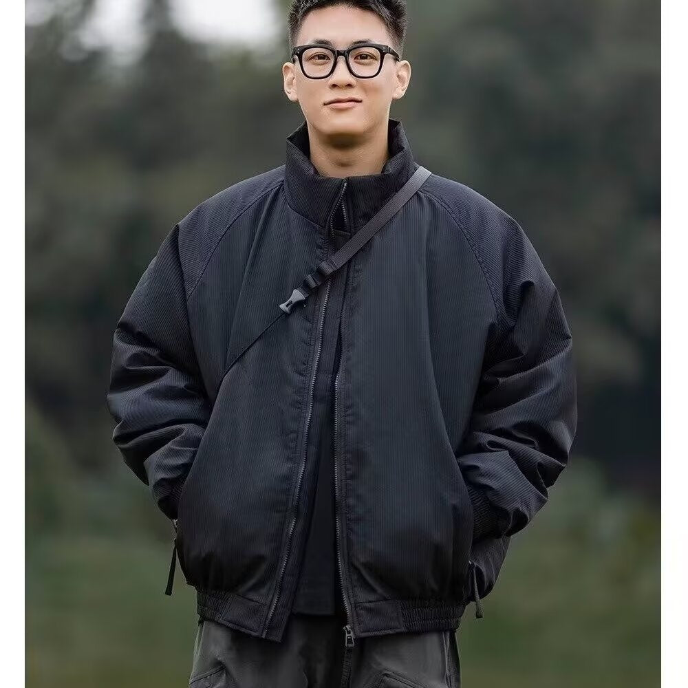 Japanese Vintage Tooling Trend Men's and Women's Loose Vertical Collar Short Cotton-padded Coat Winter Men's American Army Green Cotton Coat Jacket