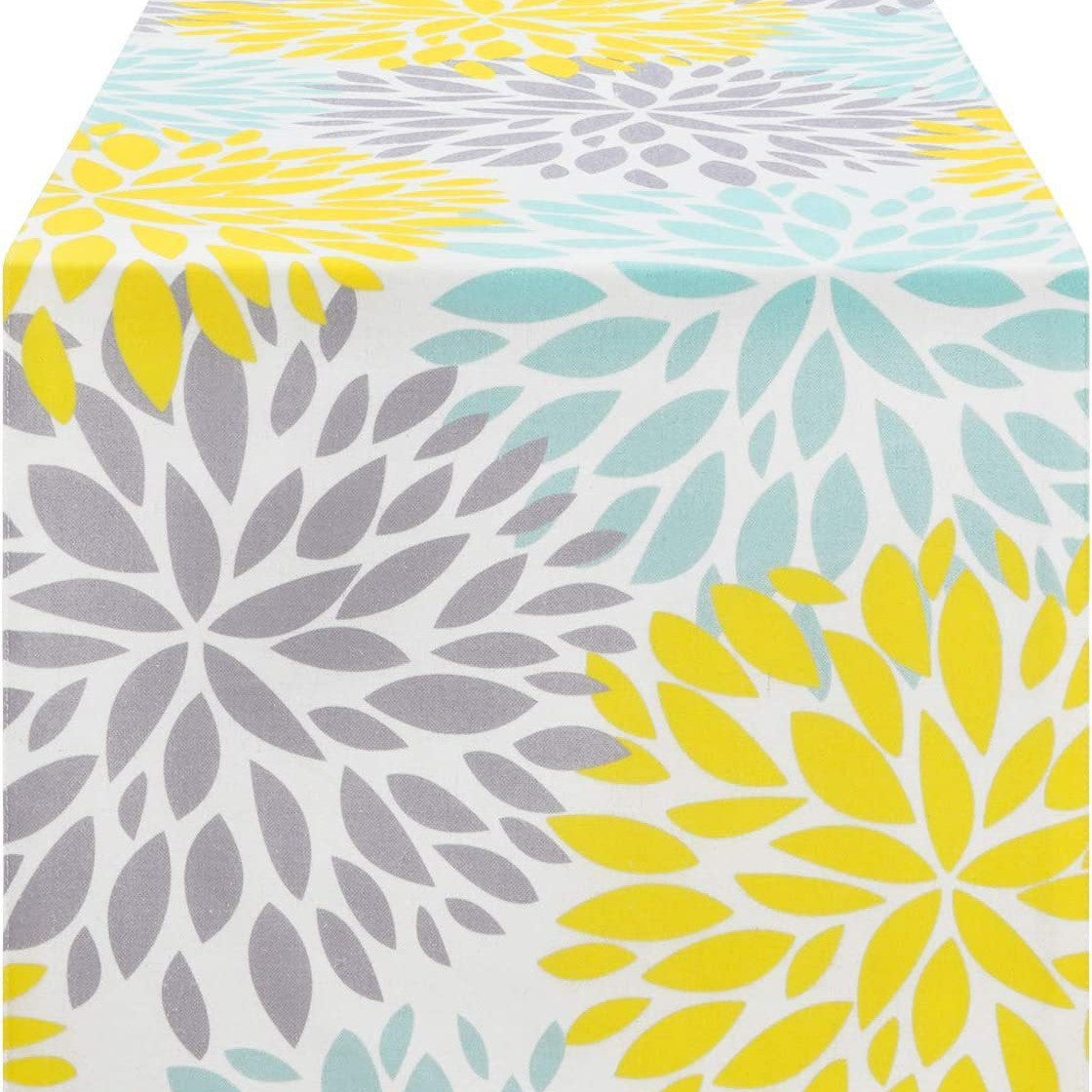 Linen Table Runner Pastoral Flower Lemon Summer Home Dining Table Outdoor Decoration Printed Tablecloth Table Runner