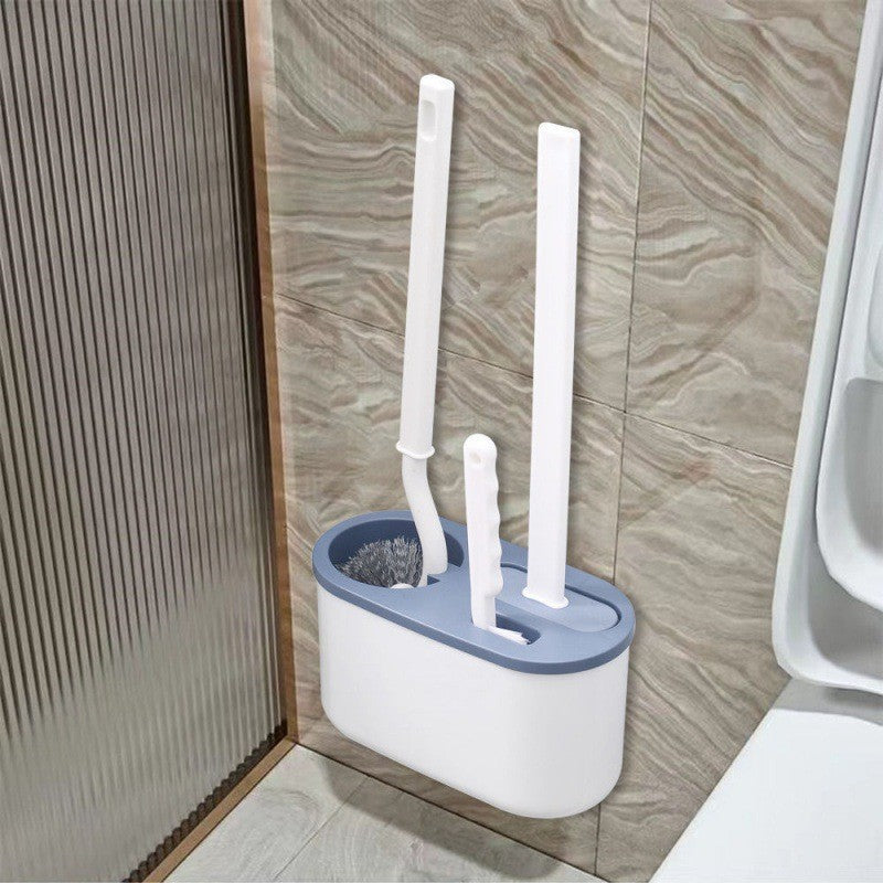 Creative Silicone Japanese Elbow Toilet Brush with Base Wall Mounted Brush Toilet Toilet Hard Hair Cleaning Brush