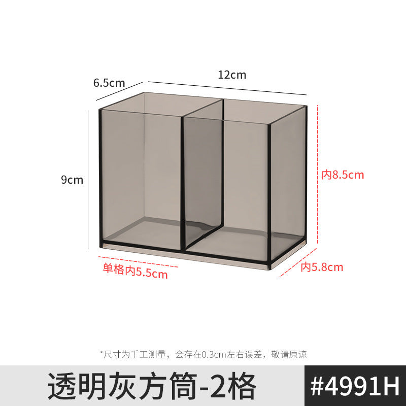 Pen Holder Desktop Stationery Storage Box Transparent Acrylic Multifunctional Student Pen Holder Office Note Pad Organizer Box