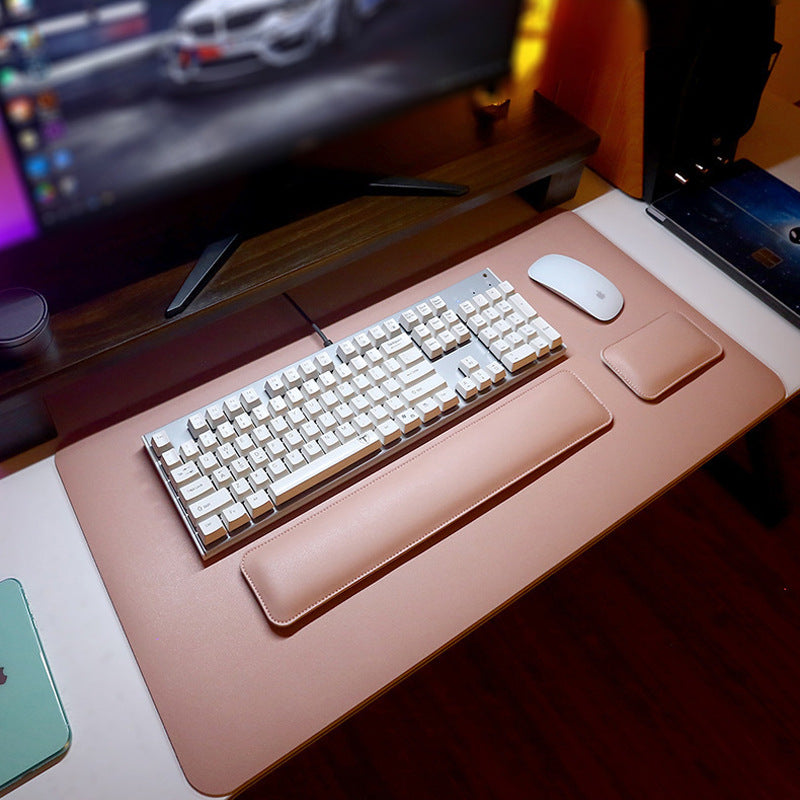 Source factory simple leather mouse pad oversized wrist keyboard hand rest solid color computer office wrist pad wholesale