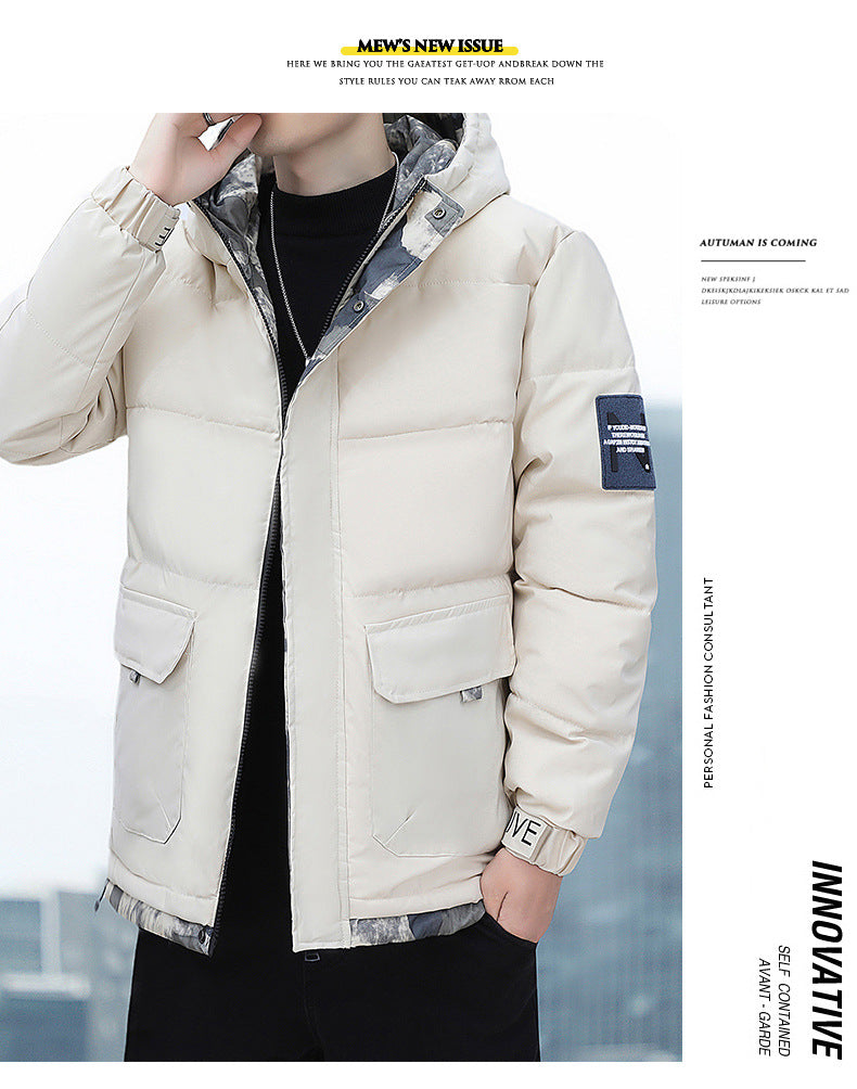 New Winter Casual Men's Warm Jacket Cotton-padded Coat Fashionable Cotton-padded Coat Thickened Top All-match Cotton-padded Coat Hooded Cardigan