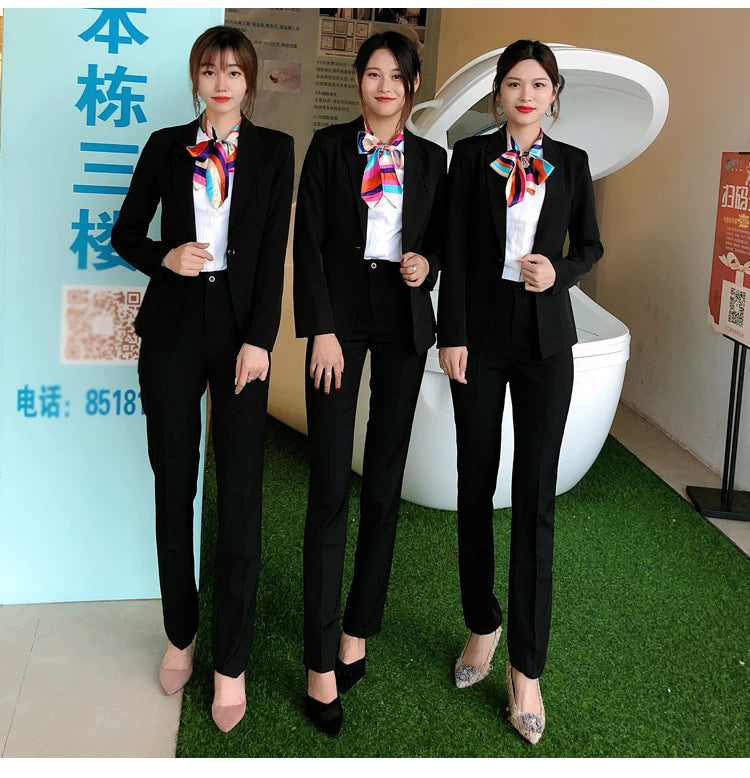 Three-piece suit overalls manager interview formal attire front desk beauty salon business attire bank mobile vest uniform