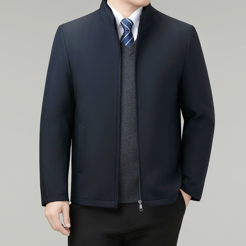 Casual Cotton-Padded Jacket for Small Men, Winter New Style, Dad's Stand-Up Collar Thickeneded Cotton-Padded Jacket, Middle-Aged Removable Liner Jacket