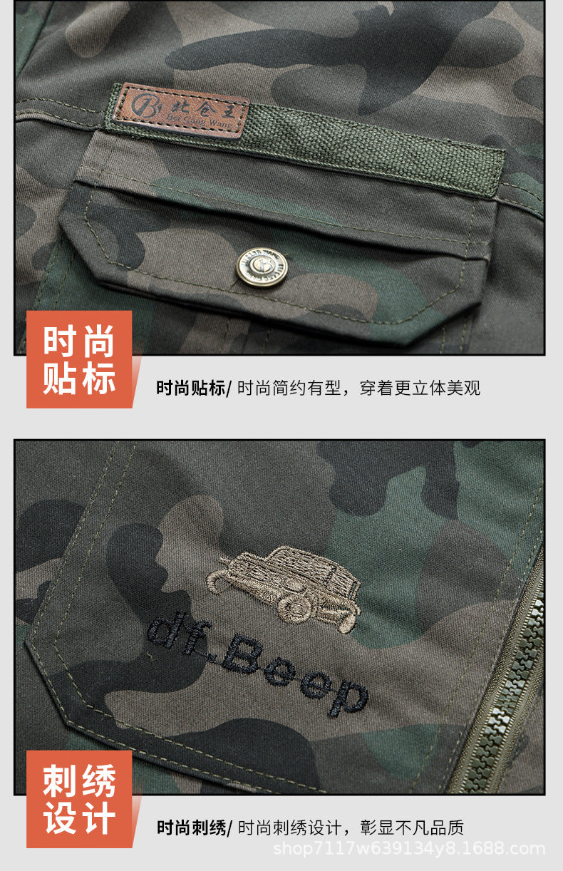 Beicangwang Winter Cotton-Padded Jacket for Men, Fleece-Lined, Thickened, Warm, Cold-Proof, Labor Protection Cotton Coat, Outdoor Cotton Material, Welding Workwear Cotton Jacket