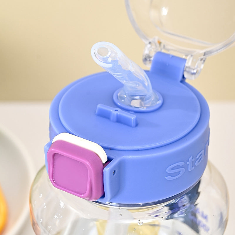 Straw Cup Plastic Large Capacity High Temperature Resistant Kettle Portable Water Cup Student Sports Simple Anti-Fall Handy Cup