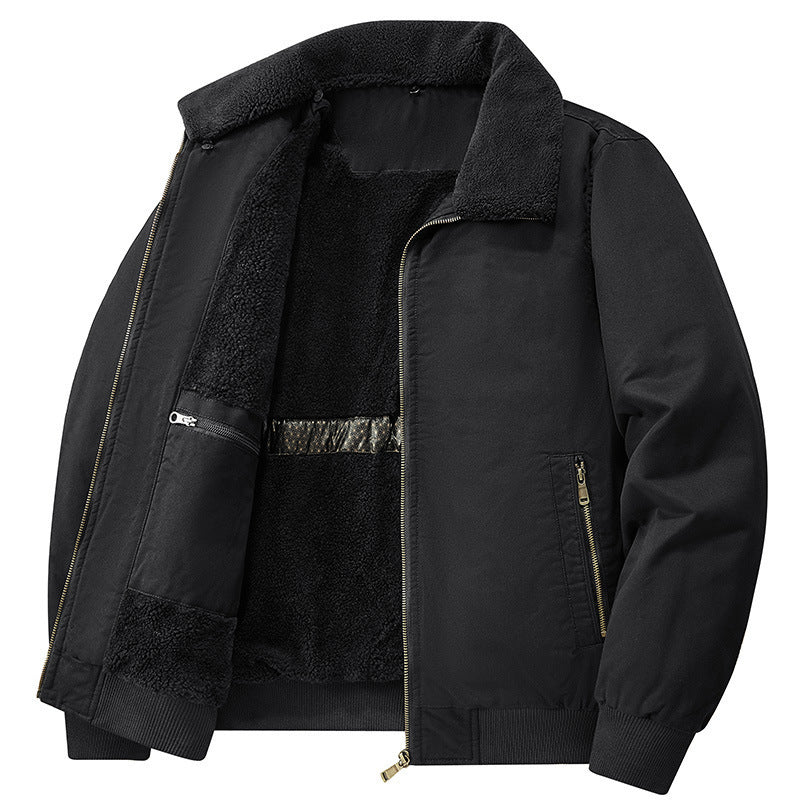 2025 New Winter Men's Workwear Large Size Imitation Wool Velvet Cotton Jacket Men's Warm Cotton Clothing Winter Cotton Clothing 7958
