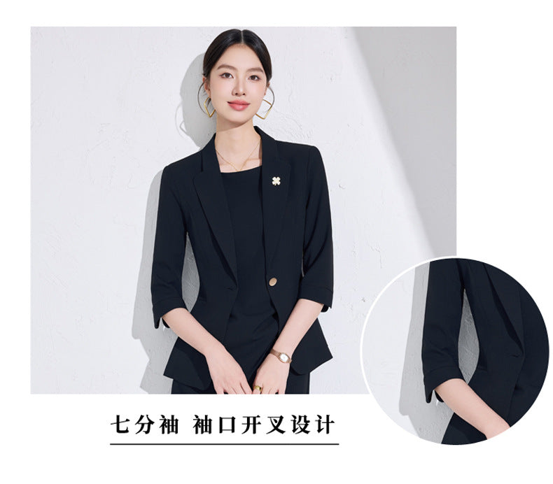 Pink High-End Three-Quarter Sleeve Blazer Women's Pants Dress Business Attire Two-Piece Suit High-End Elegant Trendy