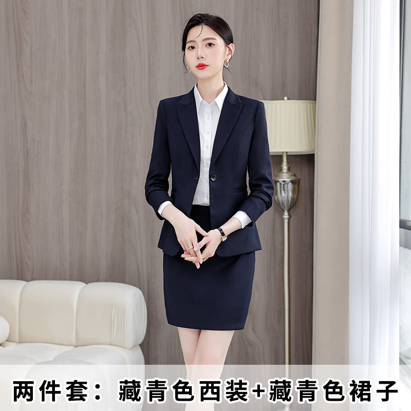 Gray Suit Women's Professional Suit Spring and Autumn Hotel Workwear Elegant Interview Formal Wear Plus Size Workwear