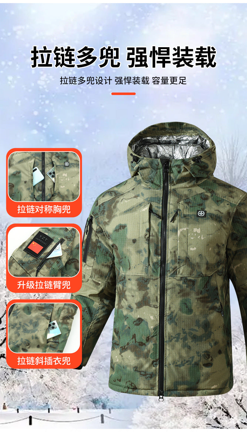 Upgraded Graphene Camouflage Cotton Coat, Thickeneded Cold-Proof and Waterproof Cotton Coat, Anti-Scratch and Wear-Resistant Cotton Jacket, Cold Storage Warm Cotton Coat