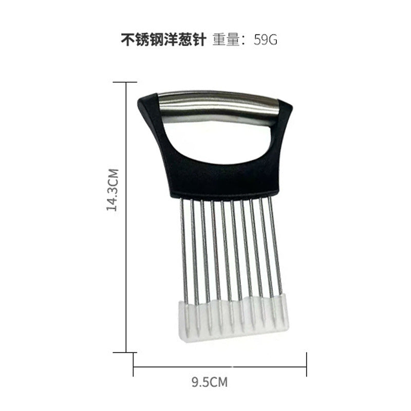 Stainless Steel Onion Needle Slicer Pine Needle Meat Tenderer Vegetable Cutting Kitchen Gadget Onion Insert Slicing Holder