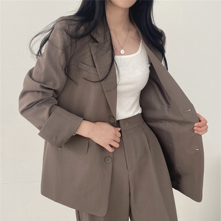 Suit Jacket High Sense Women's Spring and Autumn Design Sense Thin Niche Professional suit Temperament Slim-fit Small Suit Two-piece Set